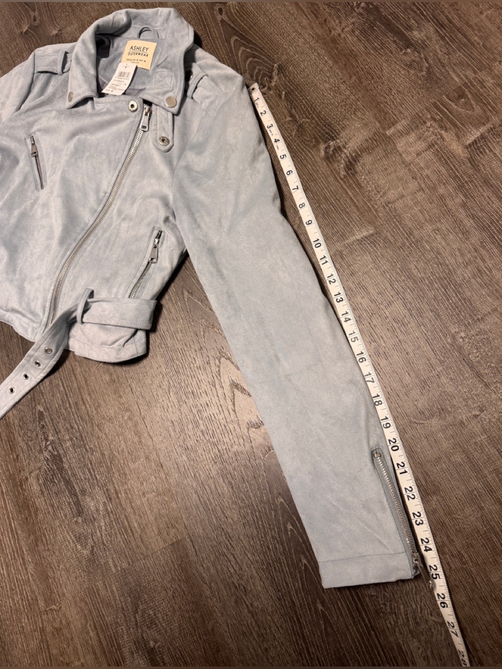 Ashley by 26 International Outerwear Cropped Moto Jacket Blue-Gray. Sz M. NWT! - Picture 6 of 12